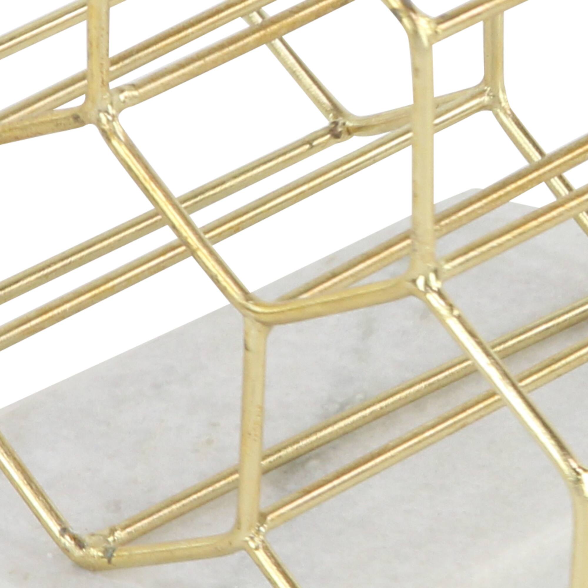 13" Gold Metal Modern Wine Holder Rack